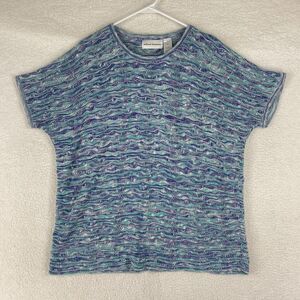 Alfred‎ Dunner Sweater Womens Size XL Multicolor Short Sleeve Top Wavy Knit